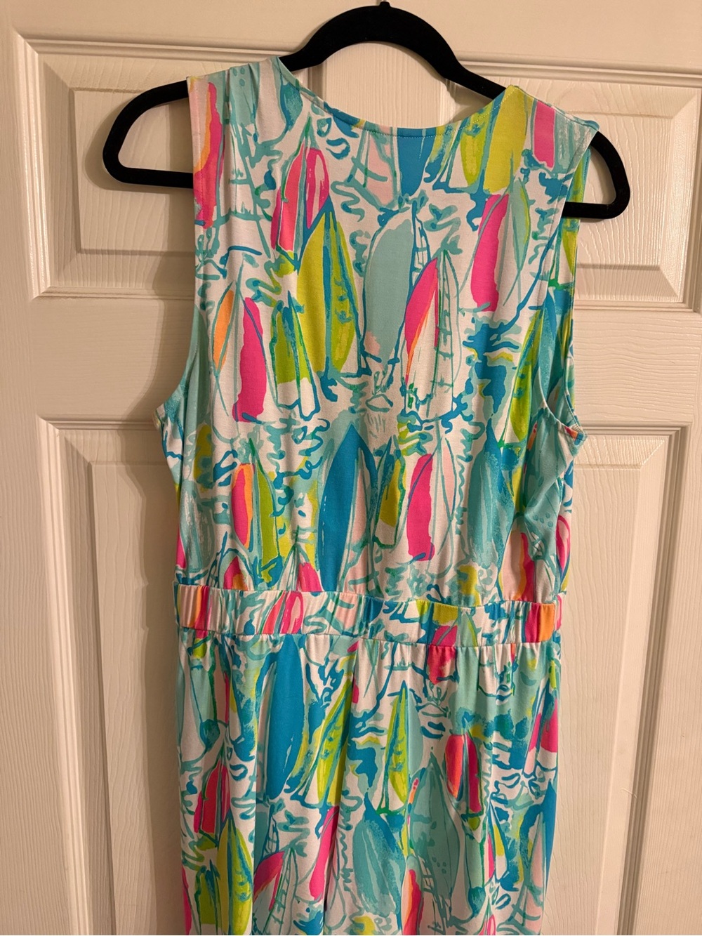 Lilly Pulitzer Multicolor Tie-Front Romper - Aqua, Pink & Yellow - Picture 2 of 4